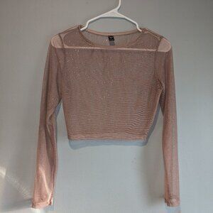 Long Sleeve Sheer Sparkling Windsor Crop Top